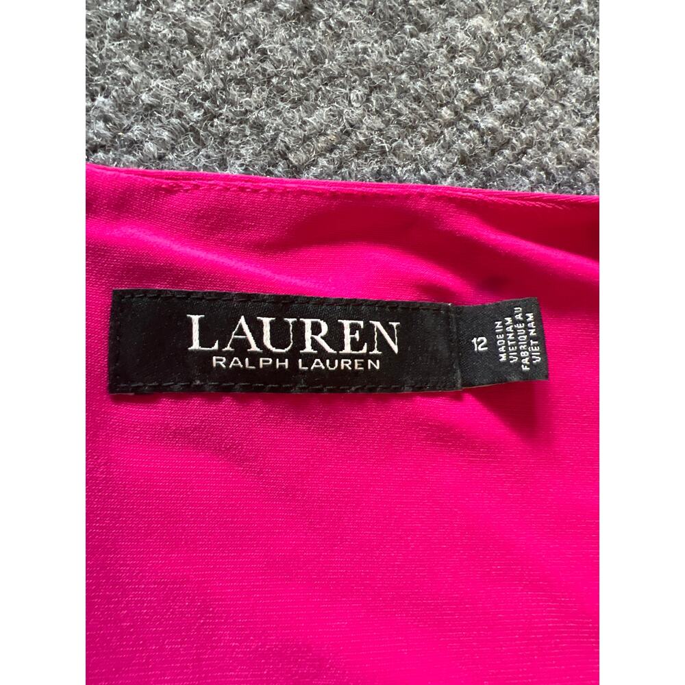 Ralph Lauren Pink Draped Cocktail Dress Size 12 Rhinestone - Picture 5 of 10